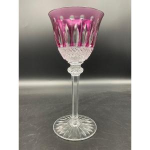 A Roemer Red Wine Glass In Parma Colored Crystal Tommy Model From La Cristallerie De Saint-louis.