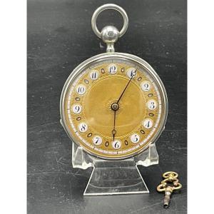 Gusset Or Pocket Watch In Solid Gold And Silver Chiming On Demand With Chiseled And Guilloché Decor.