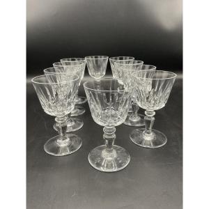Dix Verres à Porto Modèle île De France En Cristal Incolore De La Cristallerie De Baccarat 