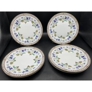 Six assiettes à dîner en porcelaine, manufacture Haviland à Limoges décor impératice Eugénie
