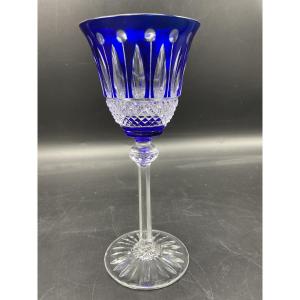 Saint Louis A White Roemer Cut-crystal Wine Glass With Blue Tint, Tommy Model.