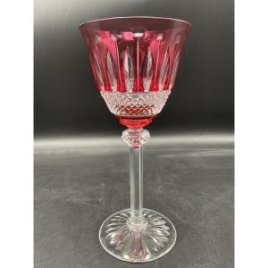 Saint Louis: A Red-tinted, Cut Crystal Roemer Wine Glass, Tommy Model.