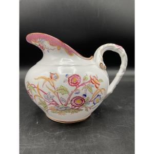 Milk Jug Or Creamer Made Of Polychrome Sarreguemines Porcelain, With A Minton-printed Design.