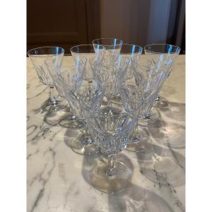 Eleven White Wine Glasses In Baccarat Crystal Model Côte-azur.