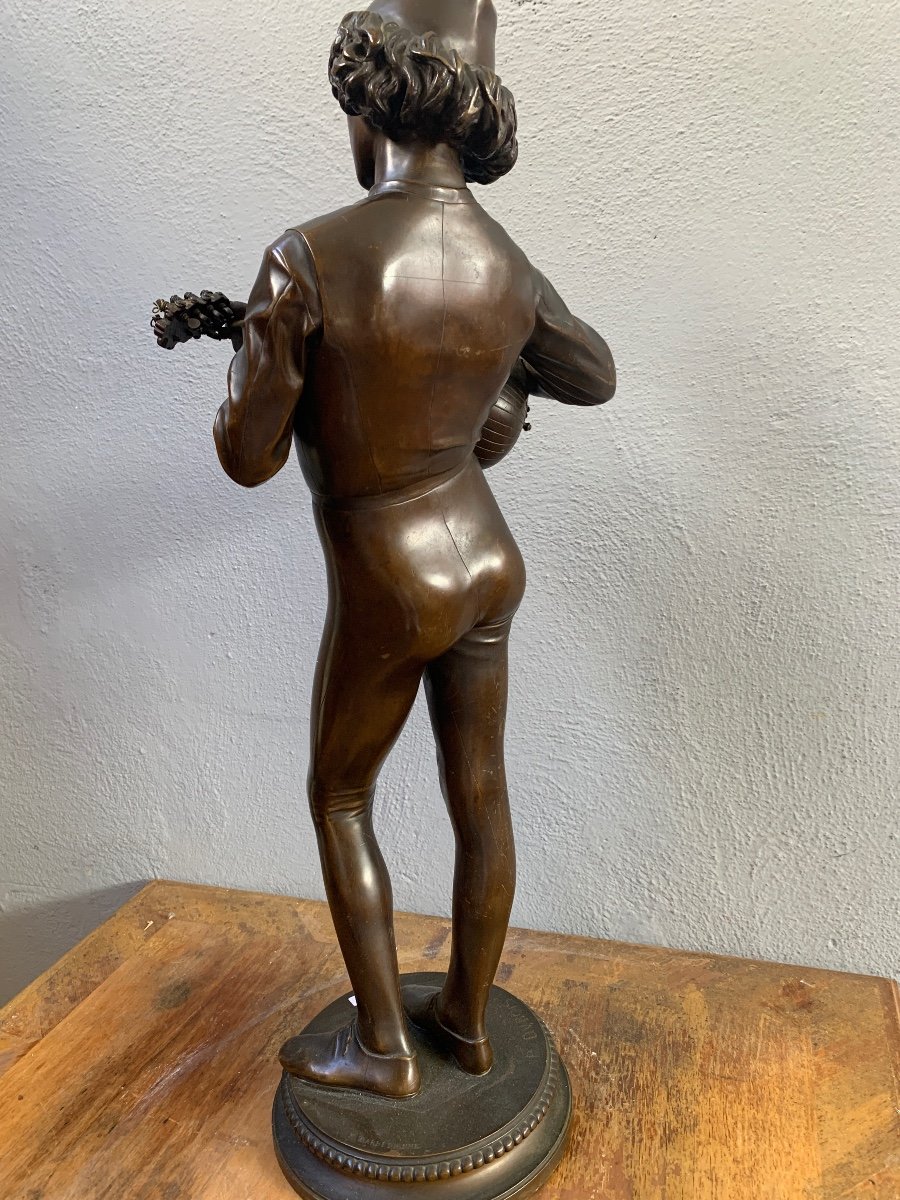 Bronze Sculpture Depicting Musician P. Dubois And Maison Barbedienne-photo-4