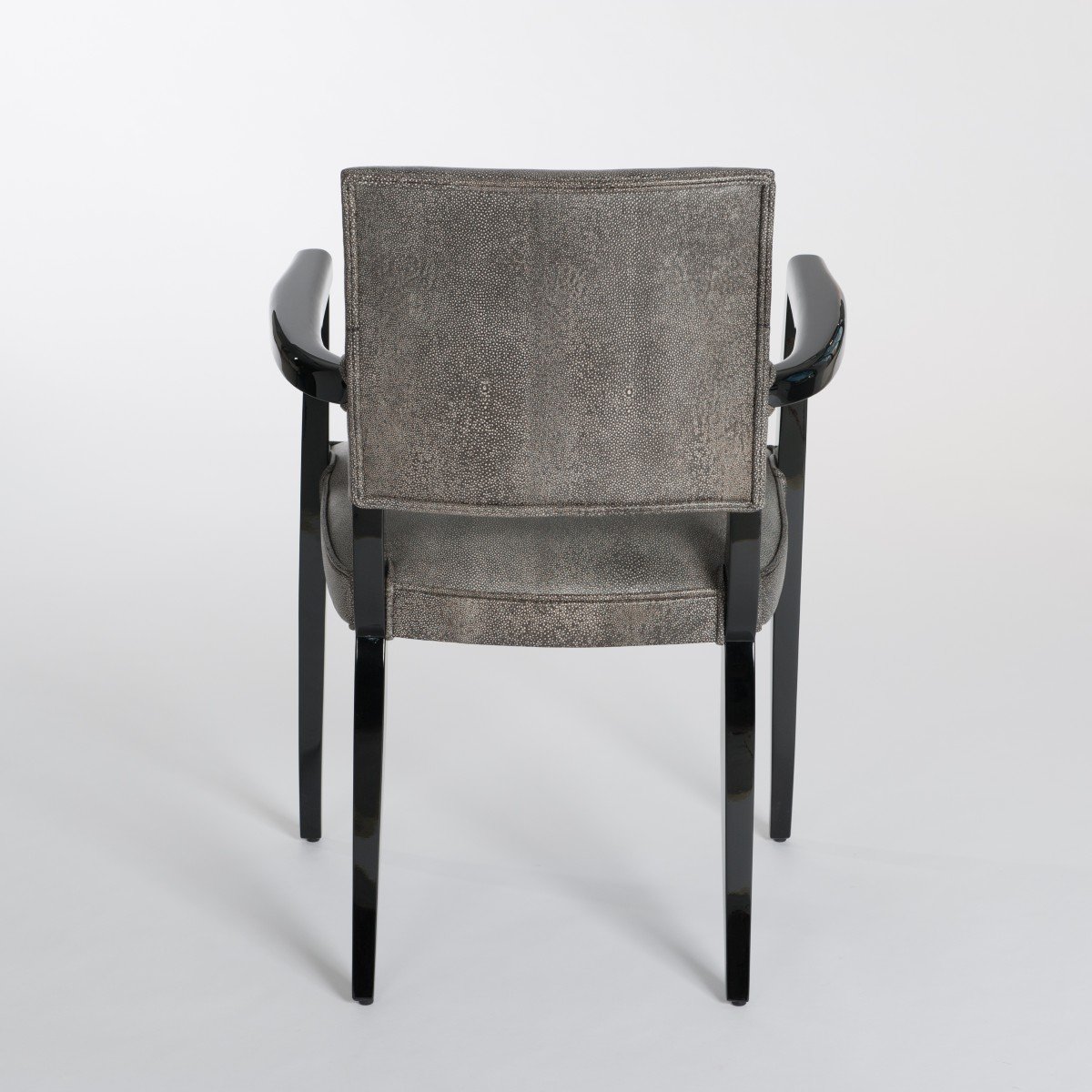 French Art Deco Office Chair / Armchair Black - White Raydesign Colored Leather-photo-4