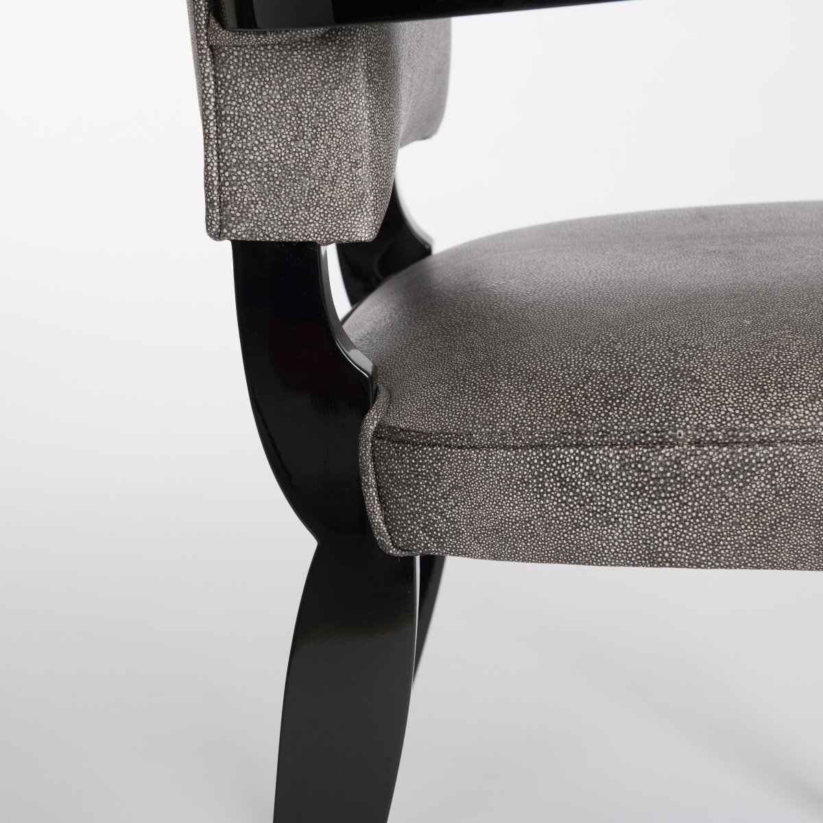 French Art Deco Office Chair / Armchair Black - White Raydesign Colored Leather-photo-2