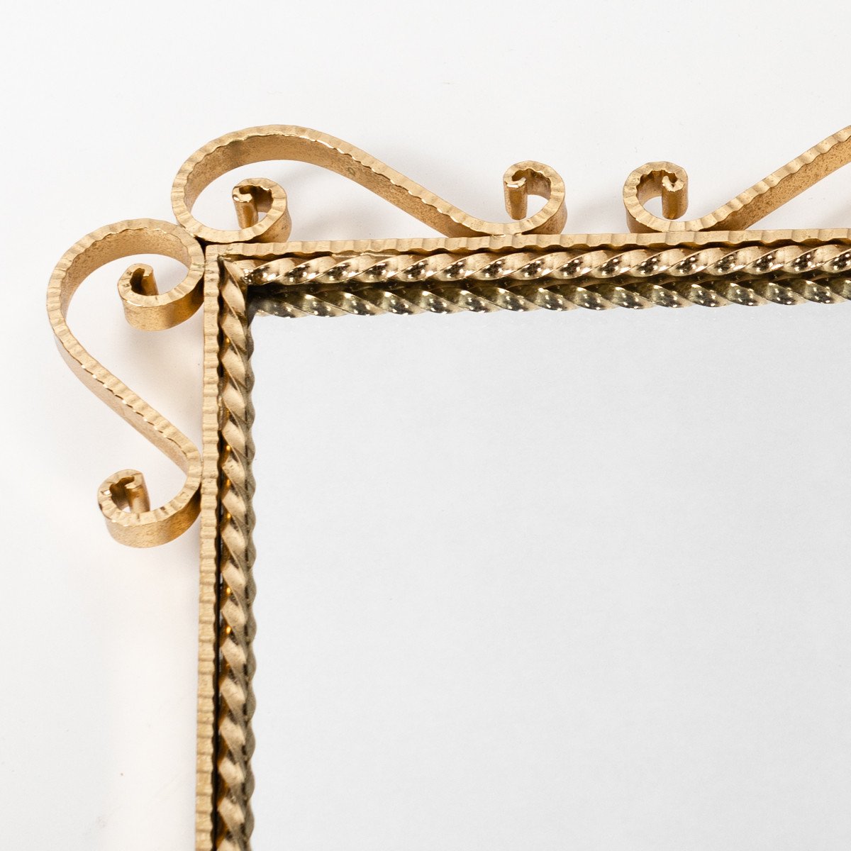 Stylized Italian Mirror Made Of Metal Gilded 1950s-photo-3