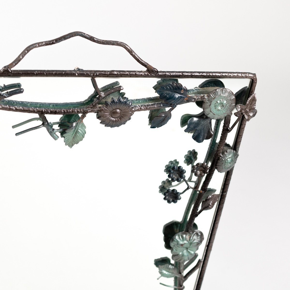 French Midcentury Bronze Naturalistic Designed Mirror For Lanvin Paris, 1970s-photo-2