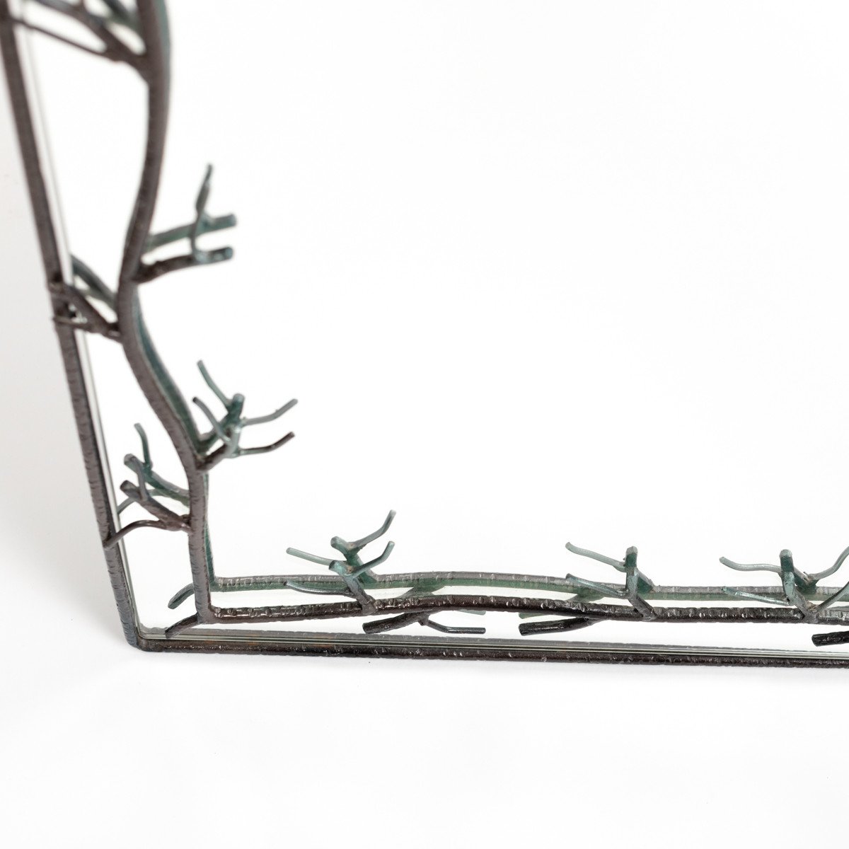 French Midcentury Bronze Naturalistic Designed Mirror For Lanvin Paris, 1970s-photo-3