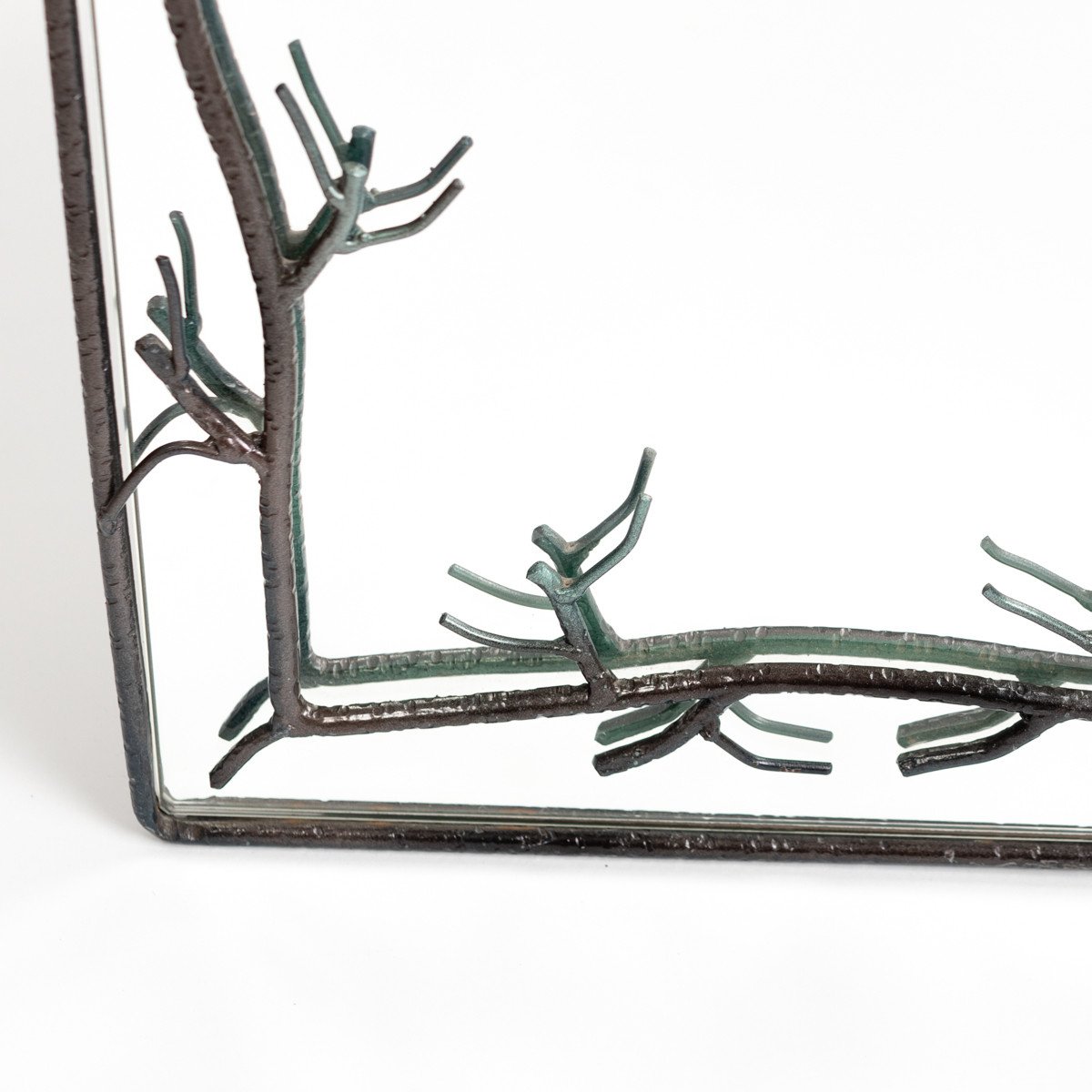 French Midcentury Bronze Naturalistic Designed Mirror For Lanvin Paris, 1970s-photo-4