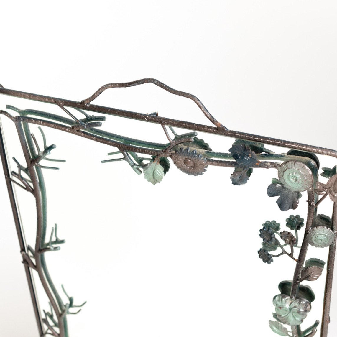 French Midcentury Bronze Naturalistic Designed Mirror For Lanvin Paris, 1970s-photo-1