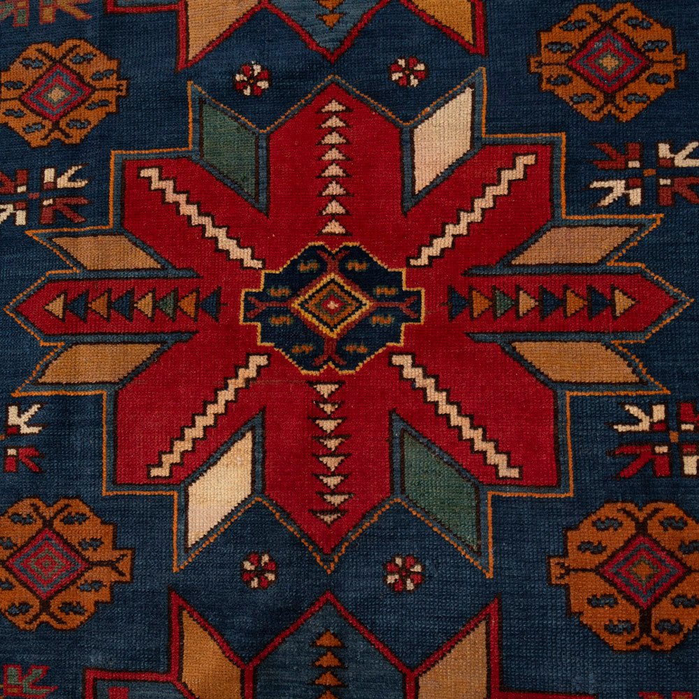 Handknotted Kazak Wool Carpet In Geometric Design 1960s-photo-1