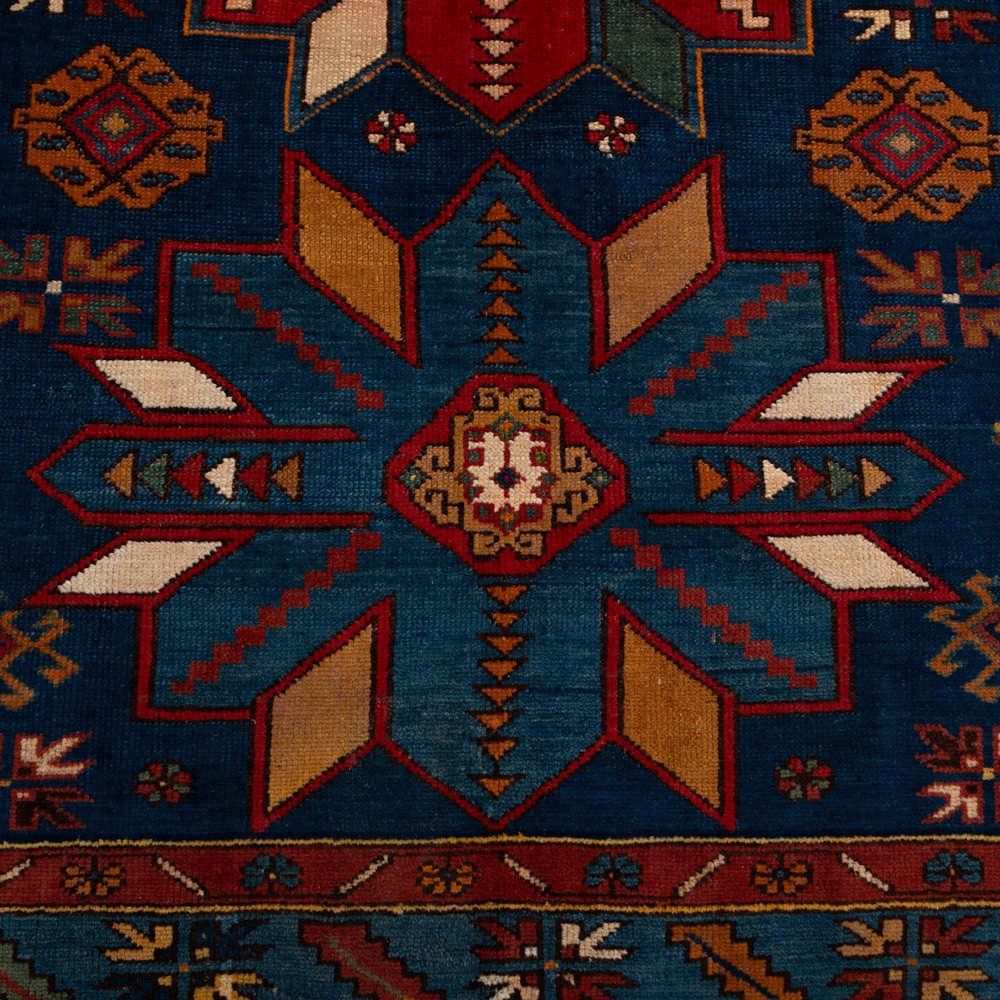 Handknotted Kazak Wool Carpet In Geometric Design 1960s-photo-2
