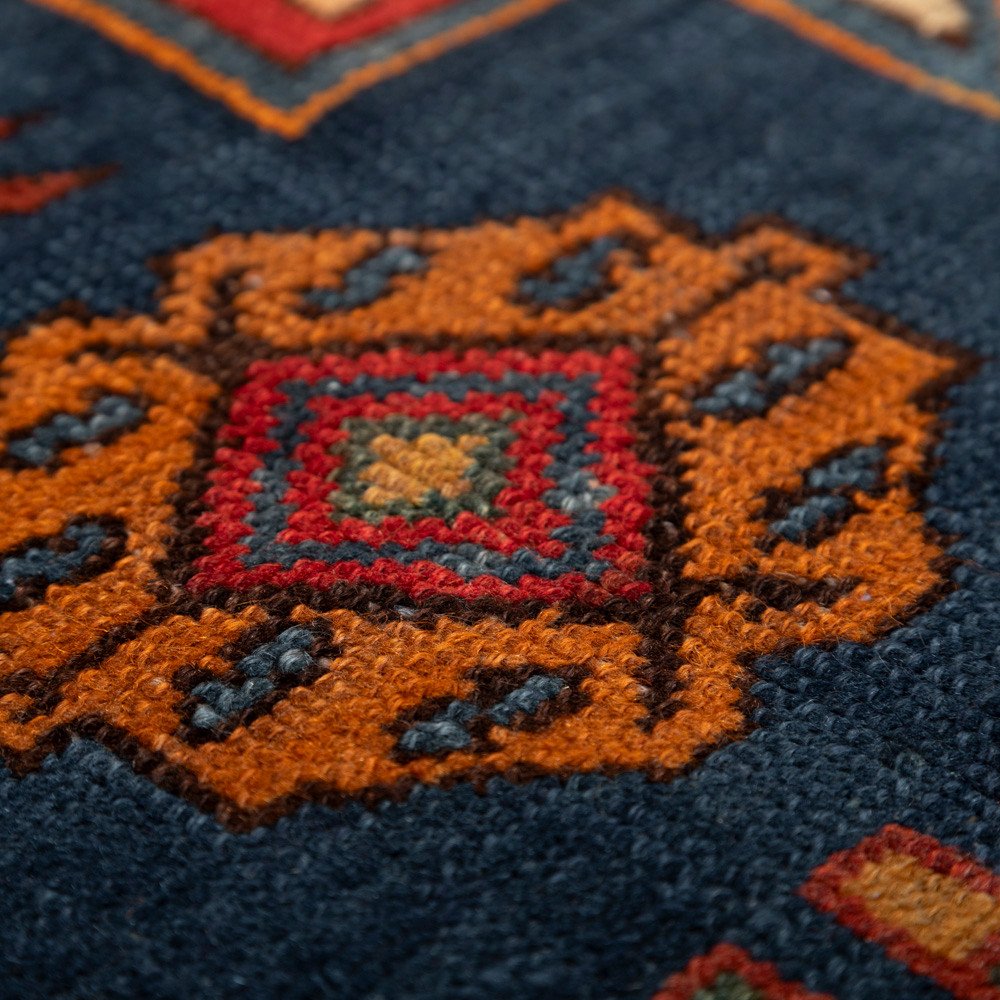 Handknotted Kazak Wool Carpet In Geometric Design 1960s-photo-3