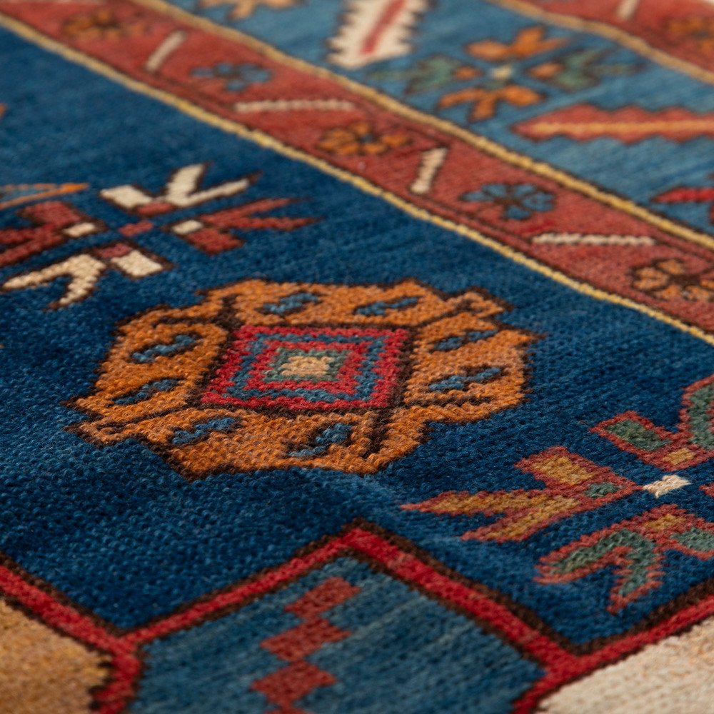 Handknotted Kazak Wool Carpet In Geometric Design 1960s-photo-4