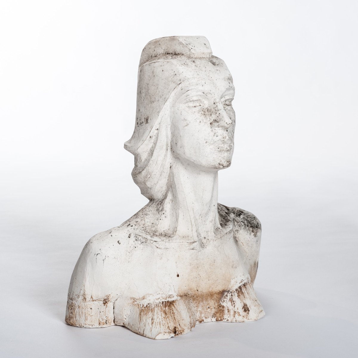 Buste féminin moderne en plâtre blanc de Lucita Latorre, 1991-photo-3