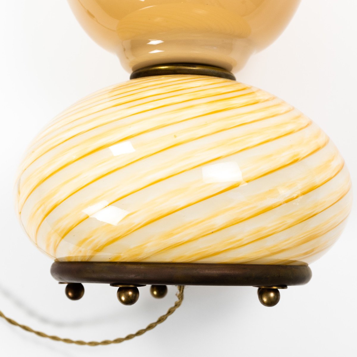 Paire de lampes de table en verre de Murano du milieu du siècle par Venini 1970-photo-5
