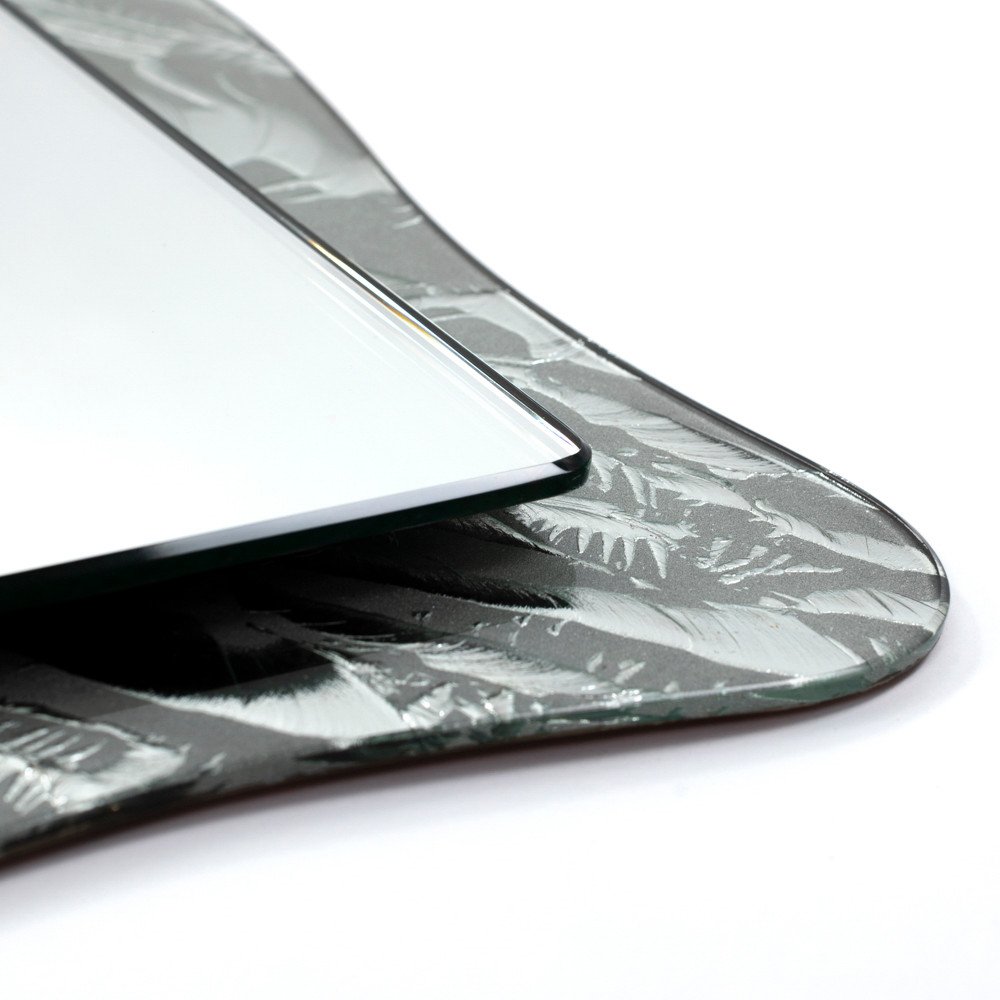 Italian Mid-century Mirror With Abstract Silver Leaf Decoration 1970s-photo-3