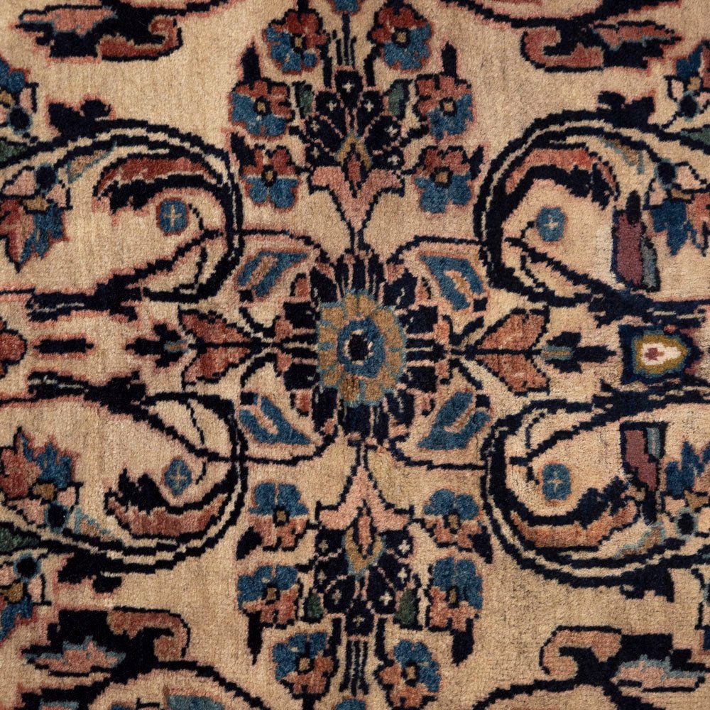 Hand-knotted Vintage Sarough Carpet In A Wonderful Blackberry-beige Colour Composition Persia 1940s-photo-2
