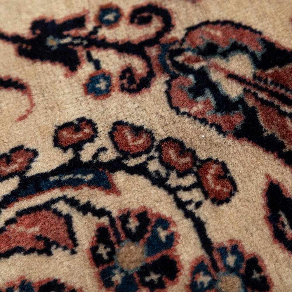 Hand-knotted Vintage Sarough Carpet In A Wonderful Blackberry-beige Colour Composition Persia 1940s-photo-3
