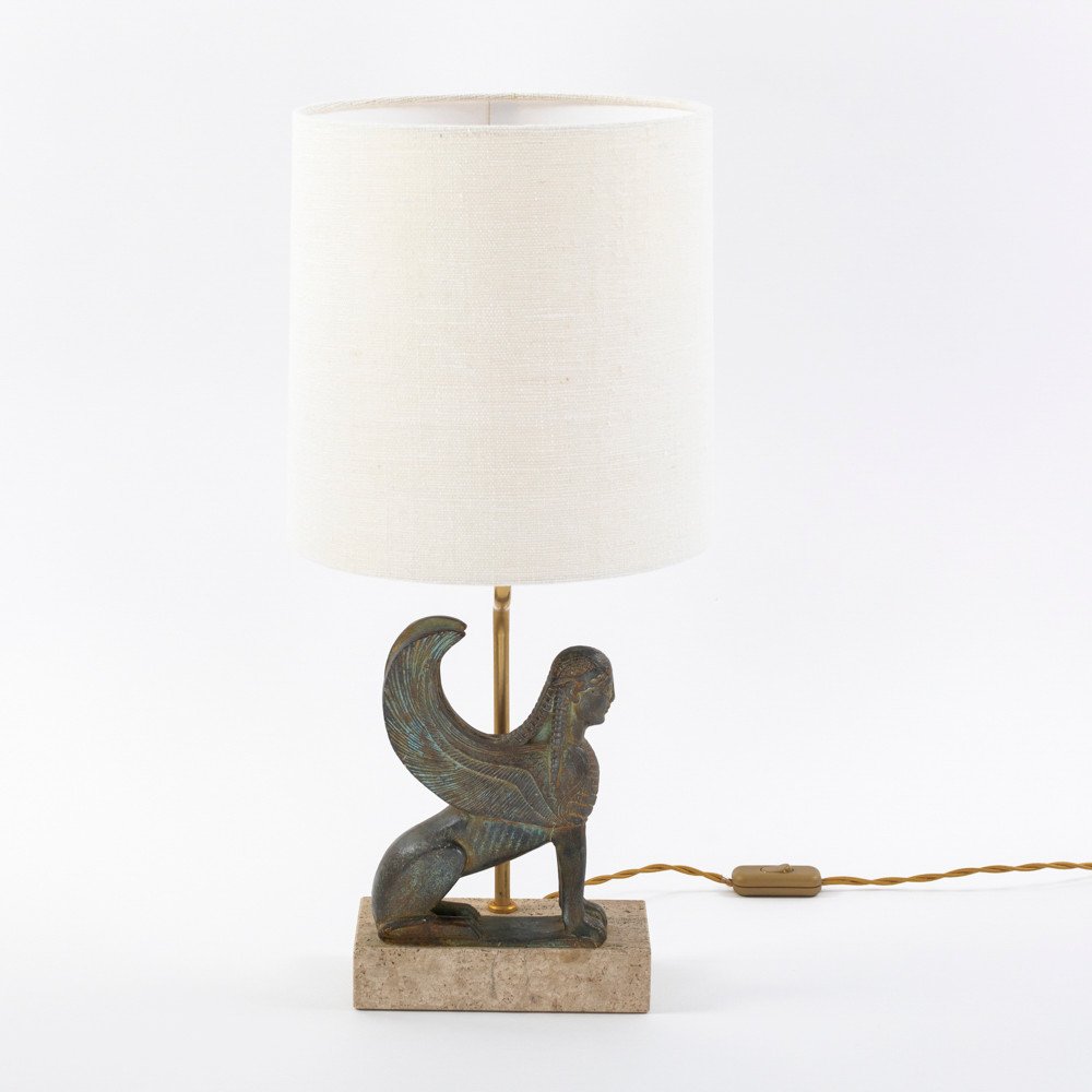 Lampe de table figurative en céramique sur pierre de Le Dauphin années 1960-photo-2