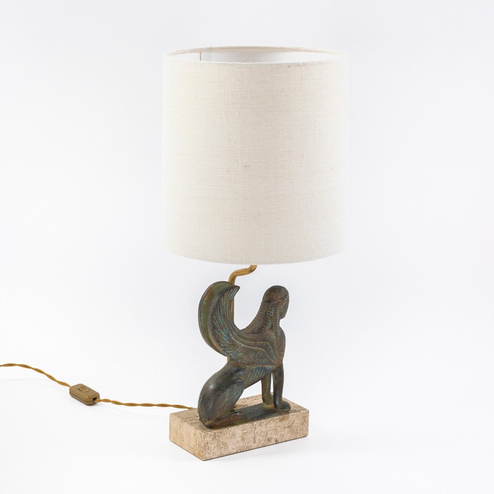 Lampe de table figurative en céramique sur pierre de Le Dauphin années 1960-photo-3