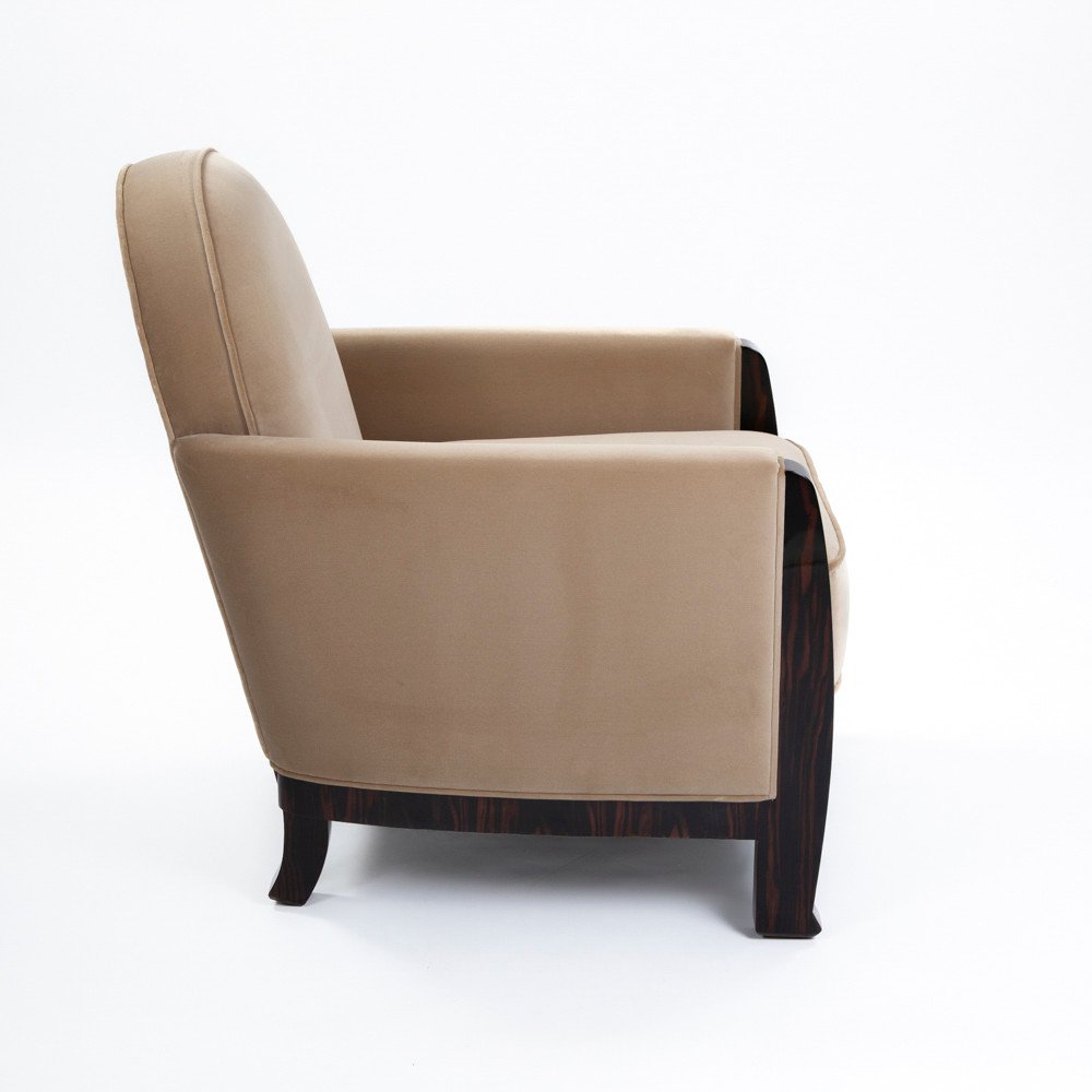 Paire d'élégants fauteuils Art Déco en bois de Macassar des années 1930-photo-1