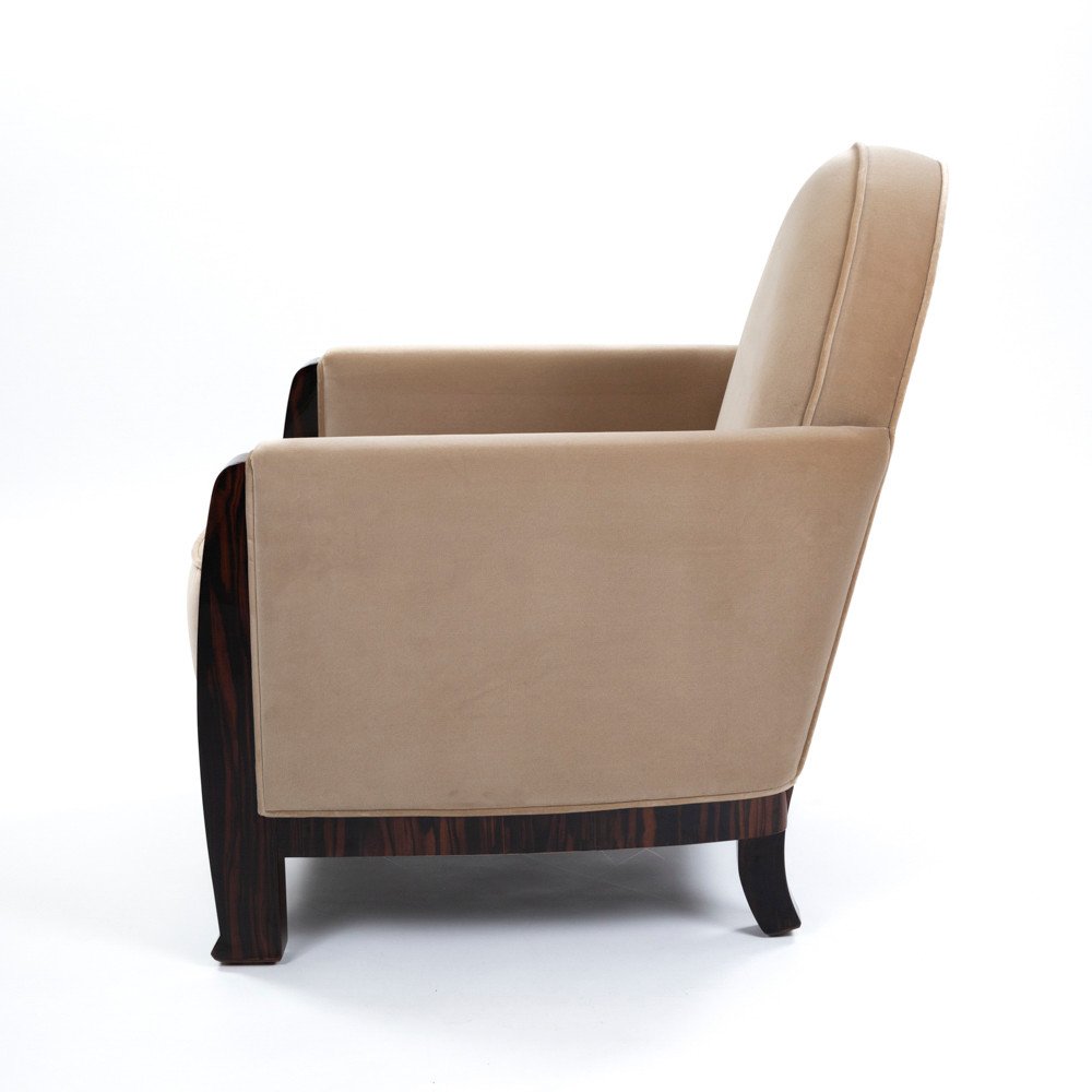 Paire d'élégants fauteuils Art Déco en bois de Macassar des années 1930-photo-4