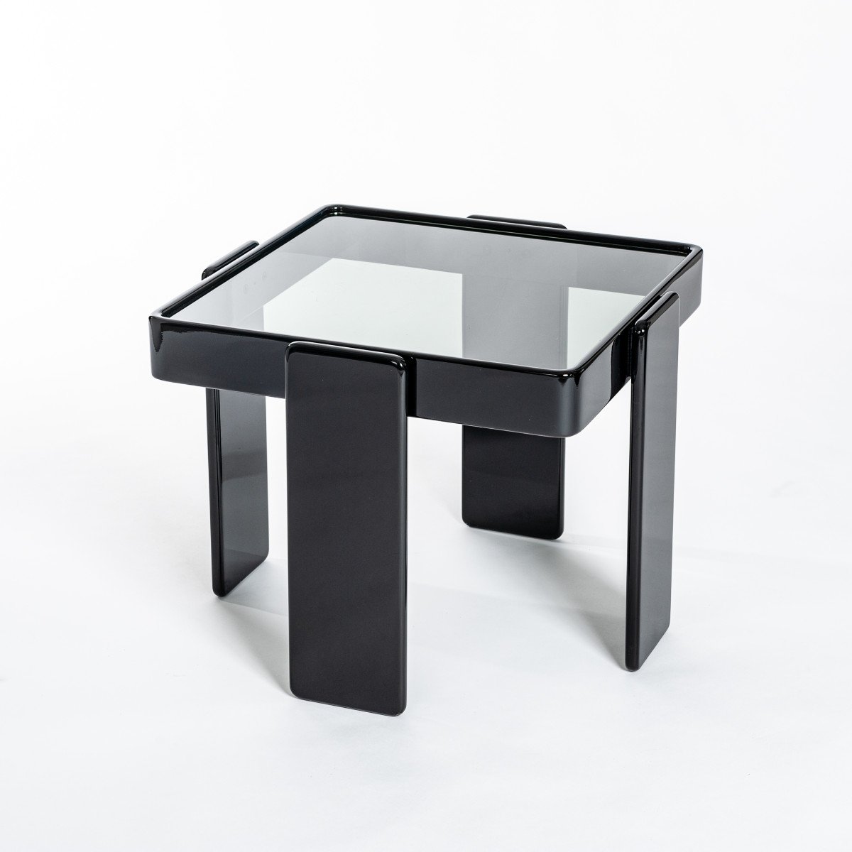 Italian Midcentury Gianfranco Frattini Black Nesting Tables For Cassina, 1960s-photo-4