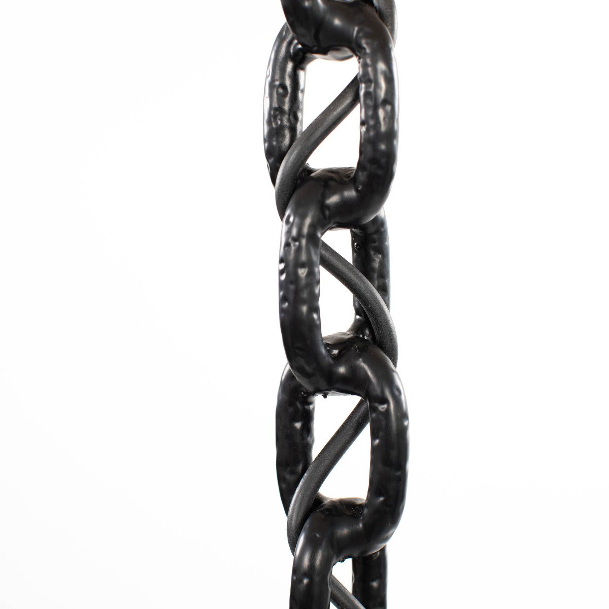 French Brutalist Mid-century Black Iron Chain Floor Lamp White Silk Shade 1960s-photo-2