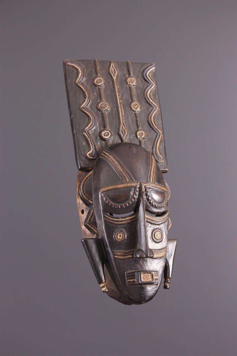 Africain Wooden Ligbi Mask Protruding Plate On The Head, Ivory Coast 1980s-photo-1