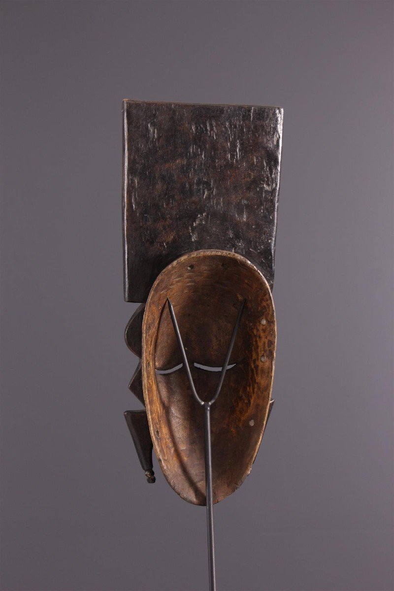 Africain Wooden Ligbi Mask Protruding Plate On The Head, Ivory Coast 1980s-photo-5