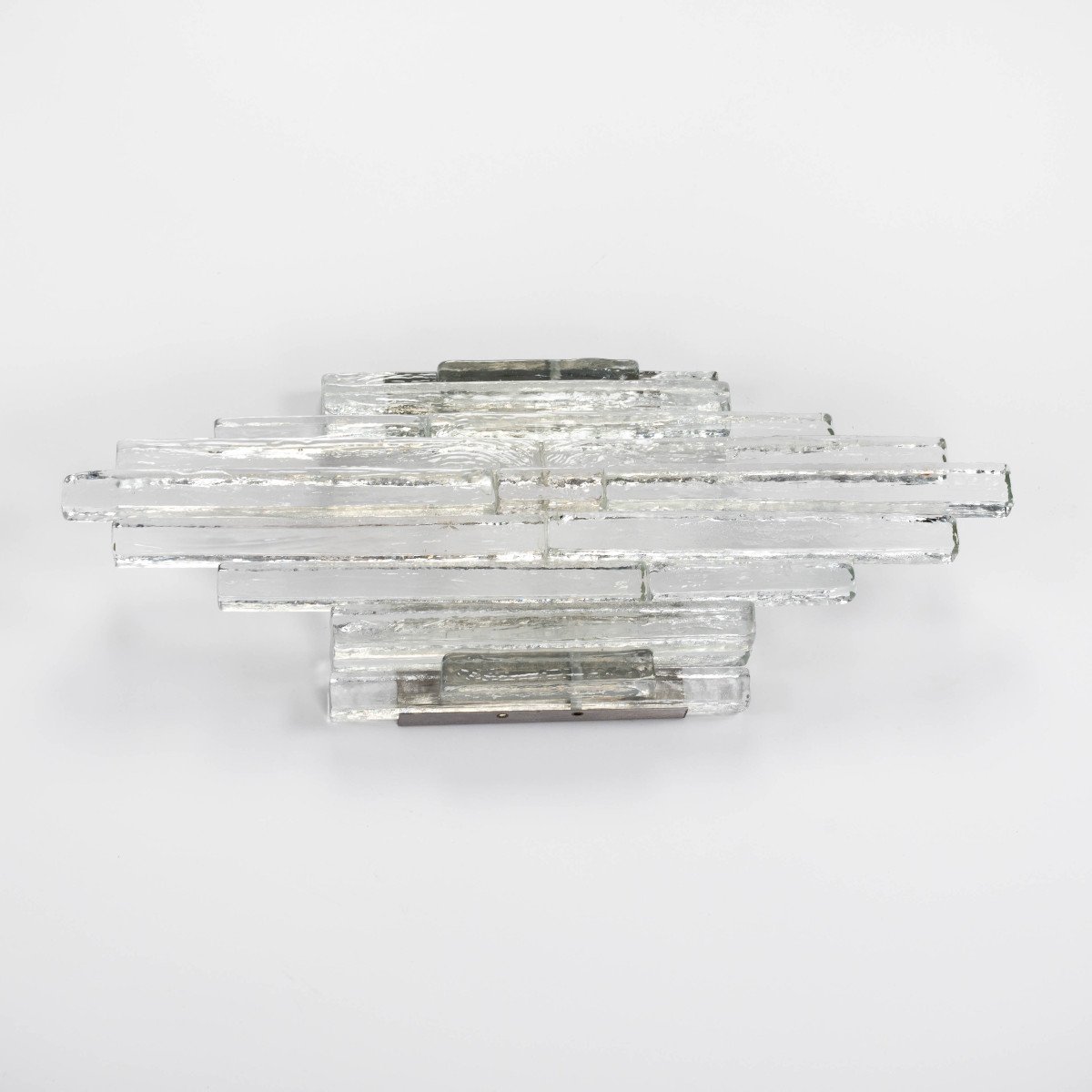 Set Of 3 Clear Murano Glass Wall Sconces By Albano Poli Italy For Poliarte 1960s-photo-2