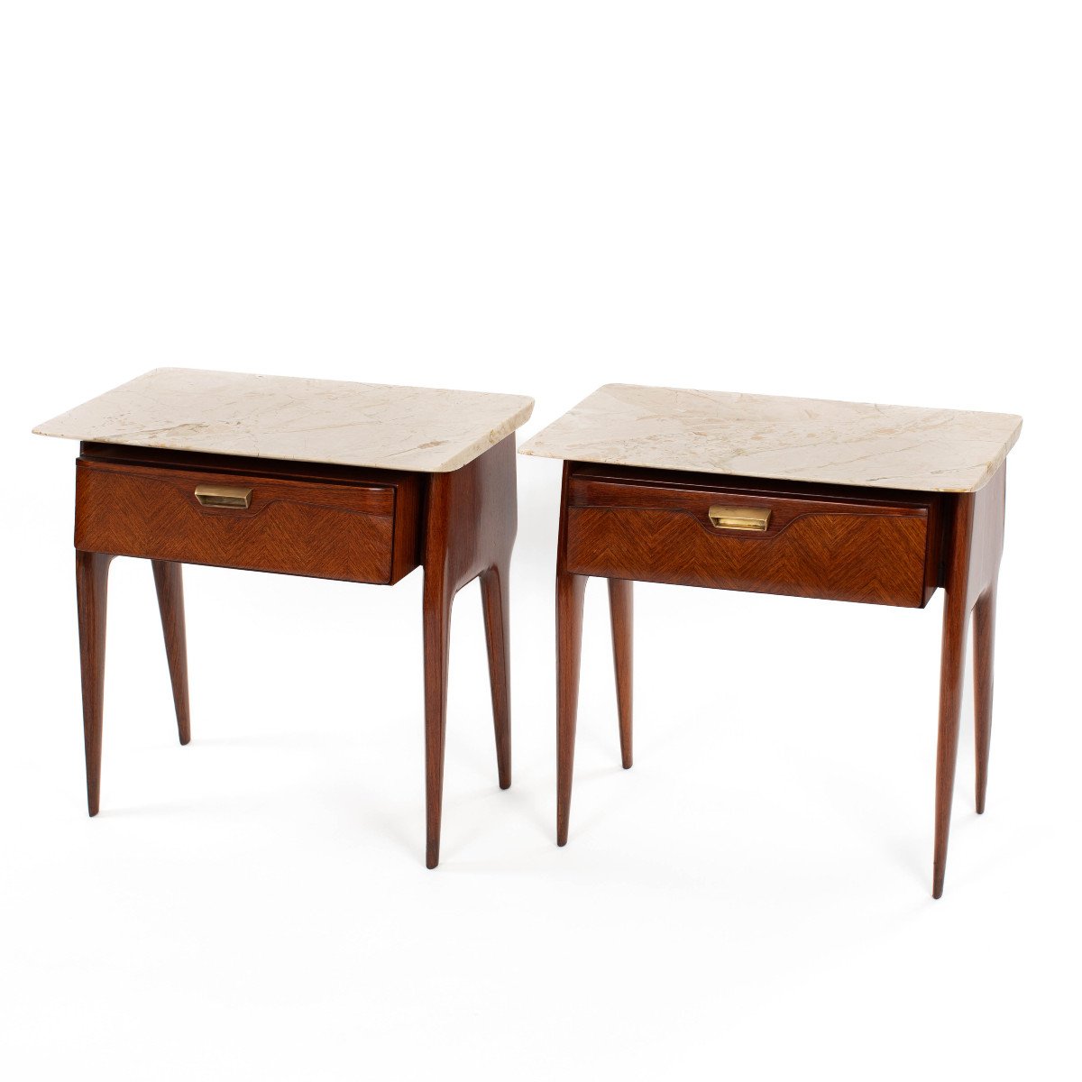 Pair Of Italian Mid-century Nightstands In Palisander With Marble Top 1950s-photo-4