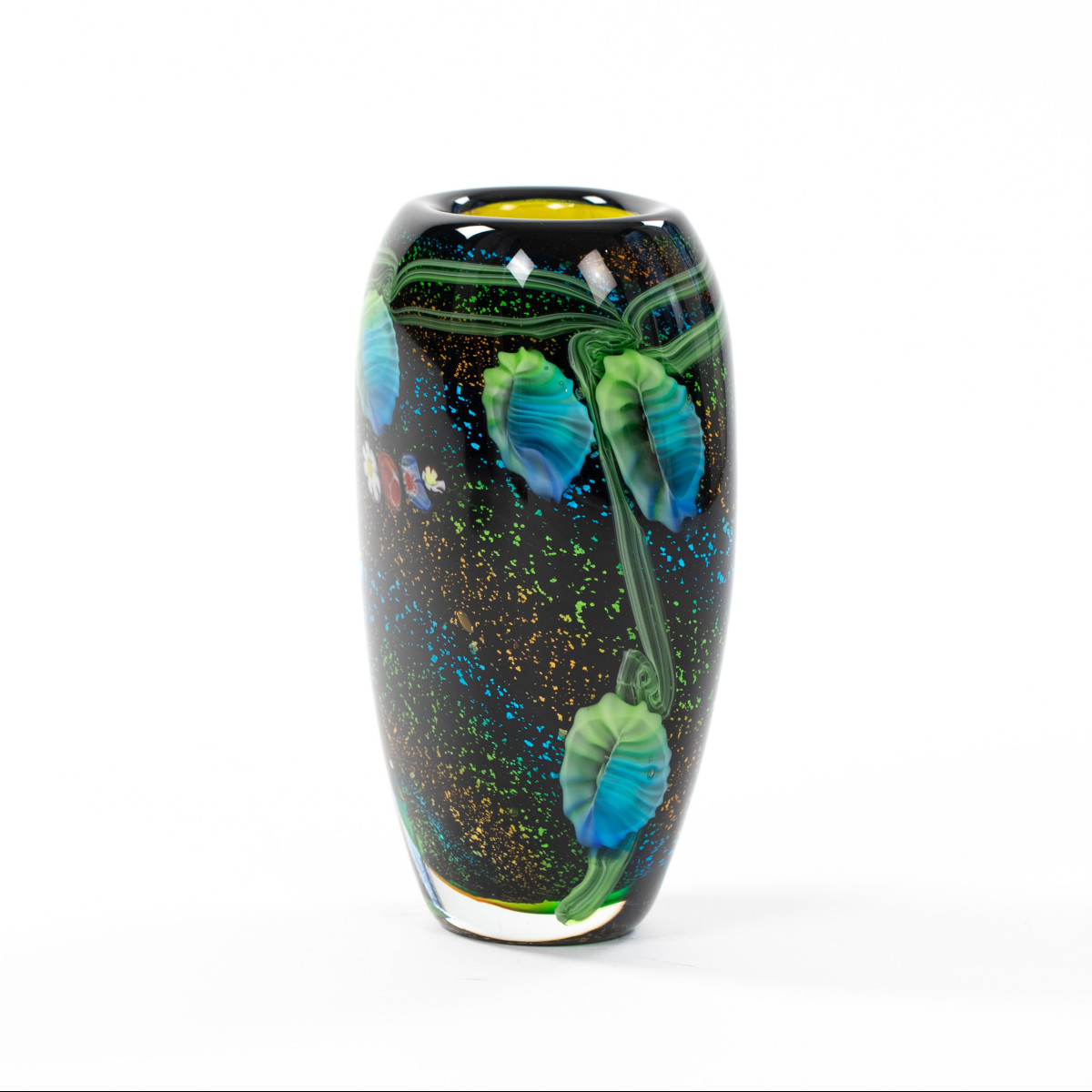 Vase Italien Du Milieu Du Siècle En Verre De Murano Multicolore Avec Murrines En Coquillage-photo-3