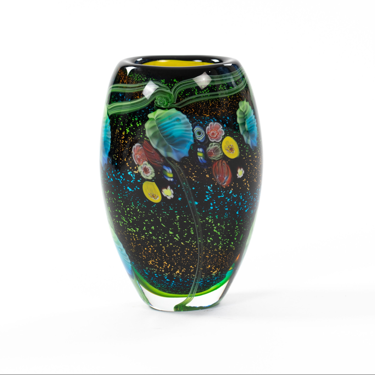 Vase Italien Du Milieu Du Siècle En Verre De Murano Multicolore Avec Murrines En Coquillage-photo-1