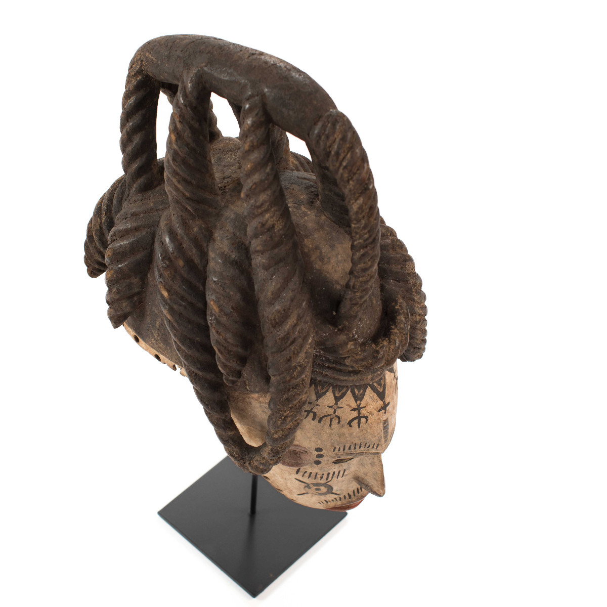 African Tribal Igbo Agbogo Female Wooden Mask Brown-red-beige Nigeria 1970s-photo-3