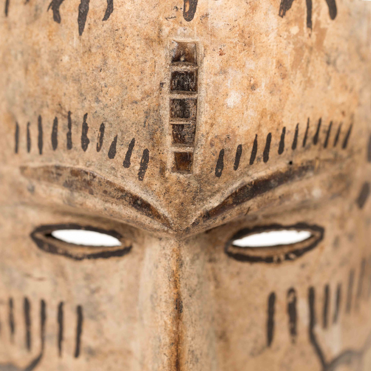 African Tribal Igbo Agbogo Female Wooden Mask Brown-red-beige Nigeria 1970s-photo-4
