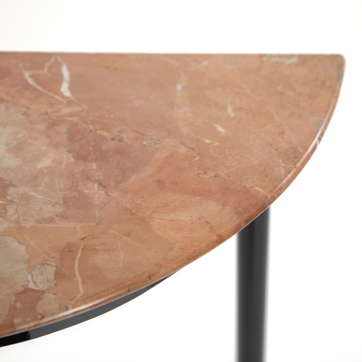 Italian Mid-century Grazile Iron And Marple Console Table Brass Foot Caps 1950s-photo-4
