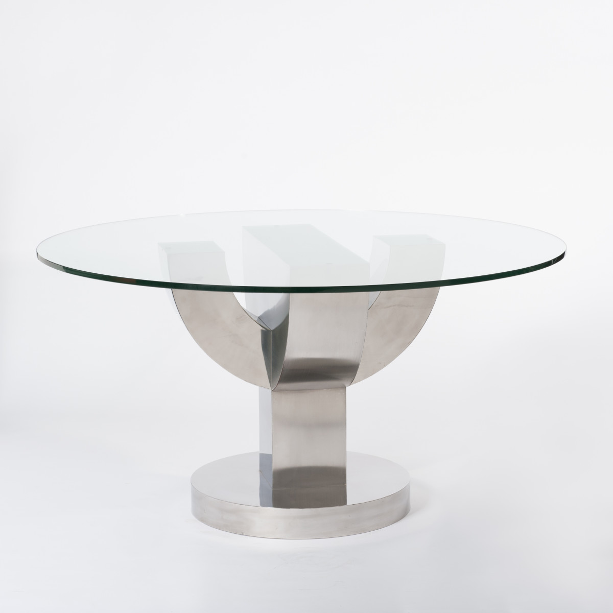 Table à manger italienne en forme de cactus, milieu du siècle, placage en acier inoxydable-photo-2