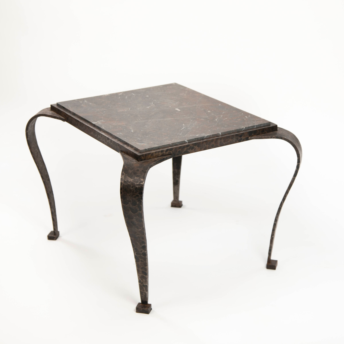 Table basse Art déco italienne en fer massif avec plateau en marbre, par Vittorio Ducrot, année-photo-3