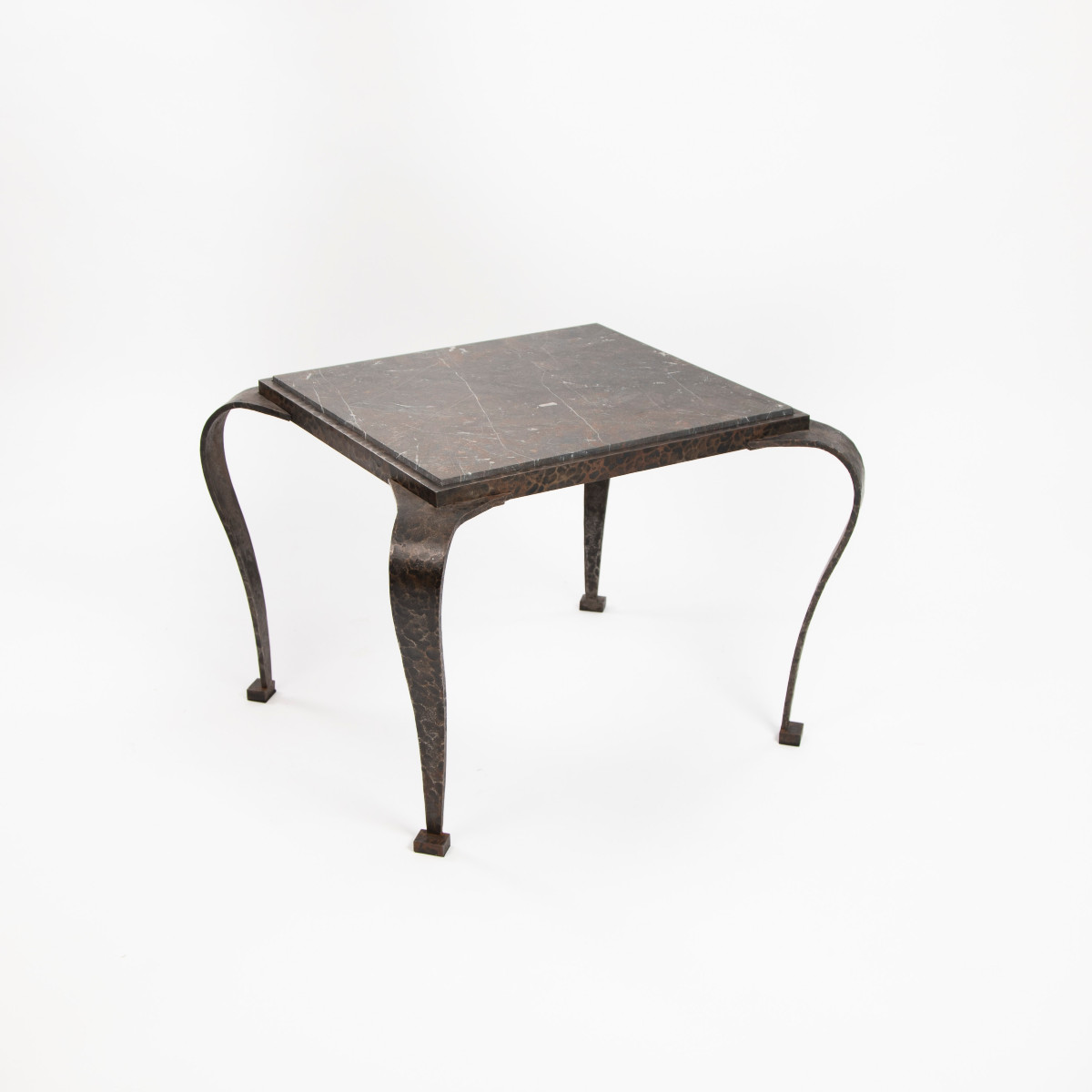 Table basse Art déco italienne en fer massif avec plateau en marbre, par Vittorio Ducrot, année-photo-1