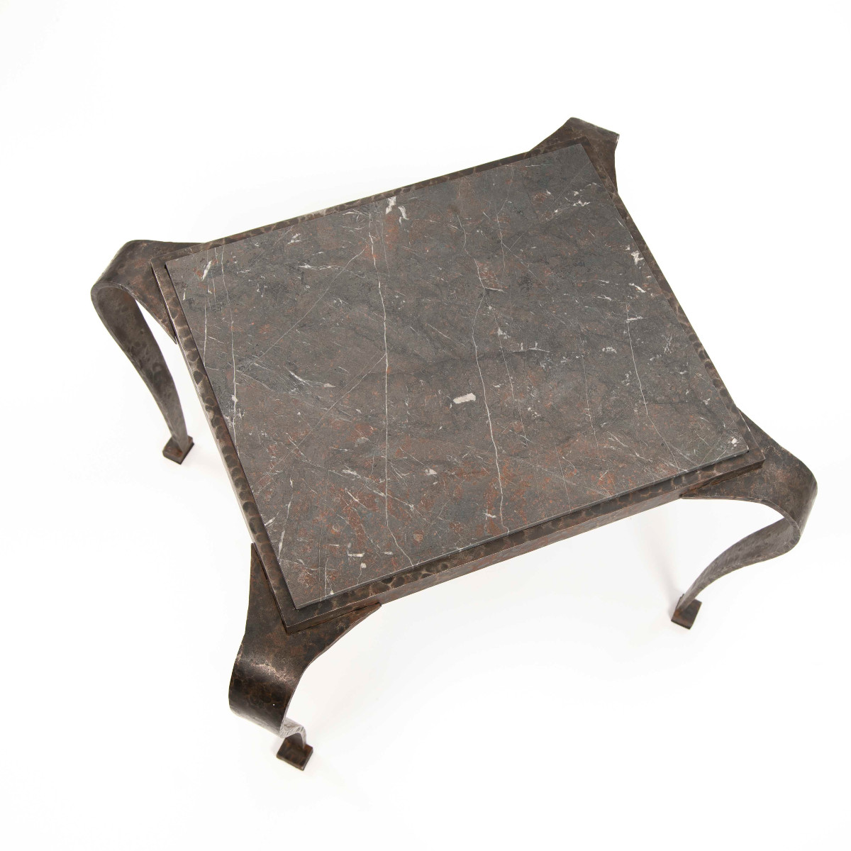 Table basse Art déco italienne en fer massif avec plateau en marbre, par Vittorio Ducrot, année-photo-2