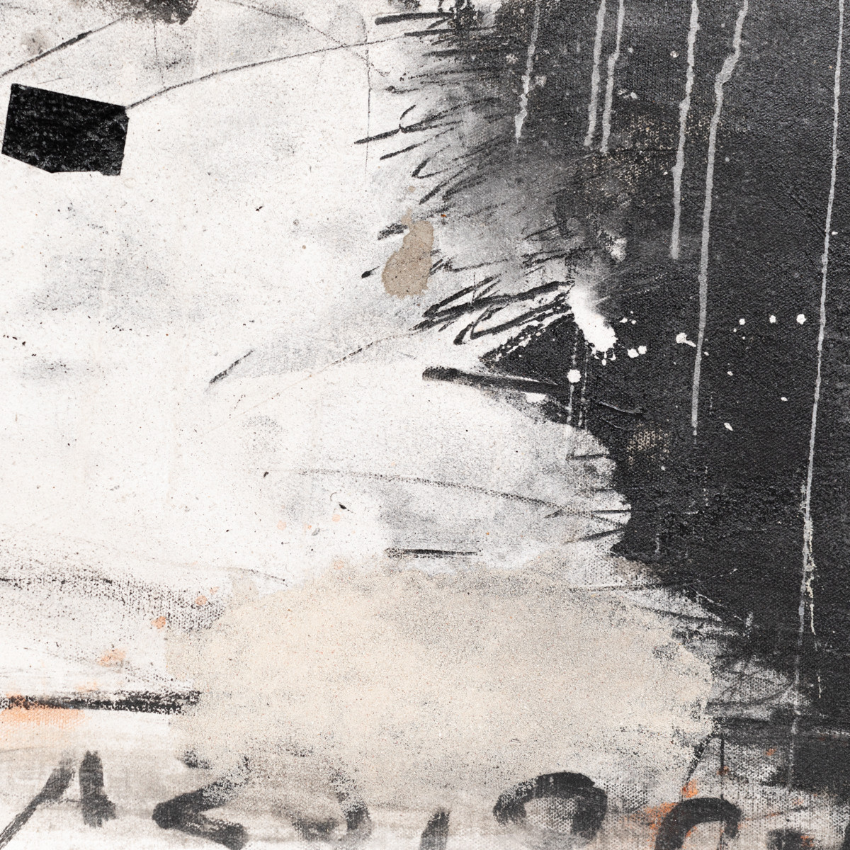 Peinture abstraite, gris-blanc-rouille-noir, par Hassan Bourkia, Marrakech, 2008-photo-3