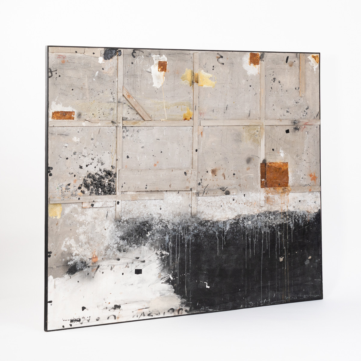 Peinture abstraite, gris-blanc-rouille-noir, par Hassan Bourkia, Marrakech, 2008-photo-5