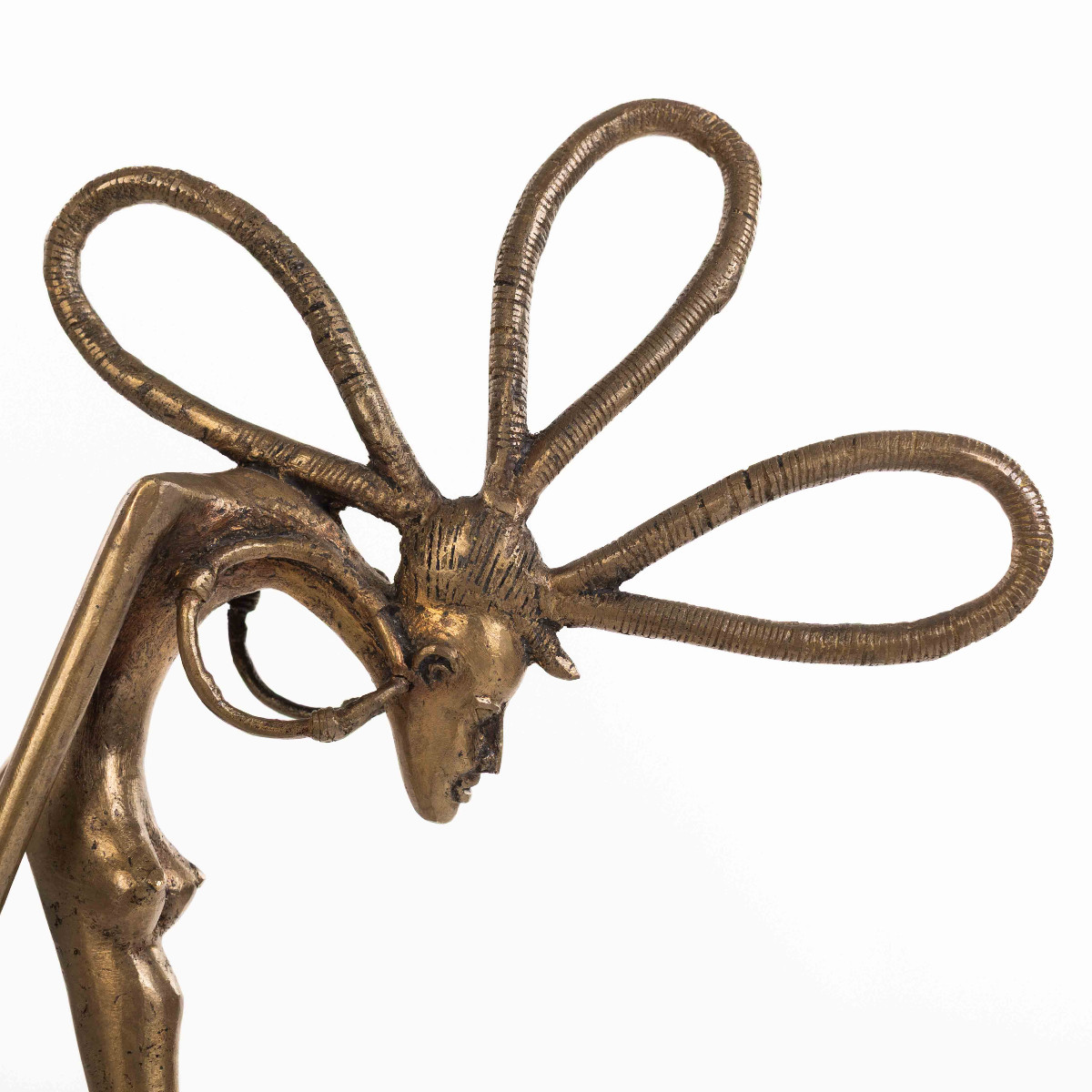 Figurine tribale africaine Dogon en bronze « mère avec enfant » Burkina Faso, années 1970-photo-6