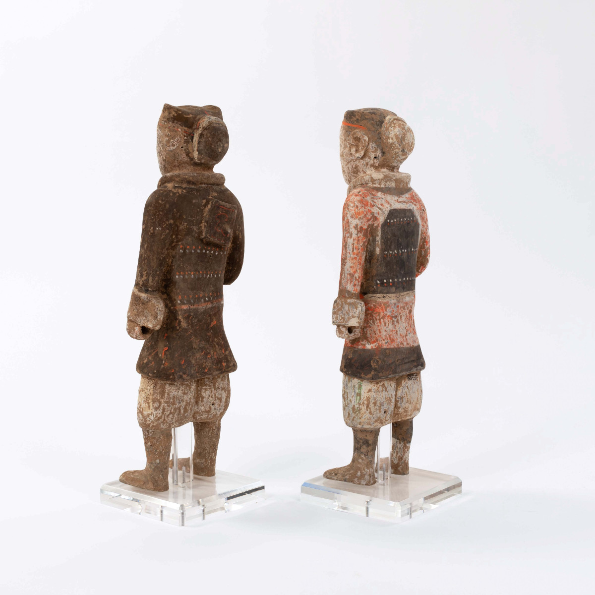 Pair Of Terracotta Han Guards In Polychrome Paint China Han-dynastie, Tl Tested-photo-1