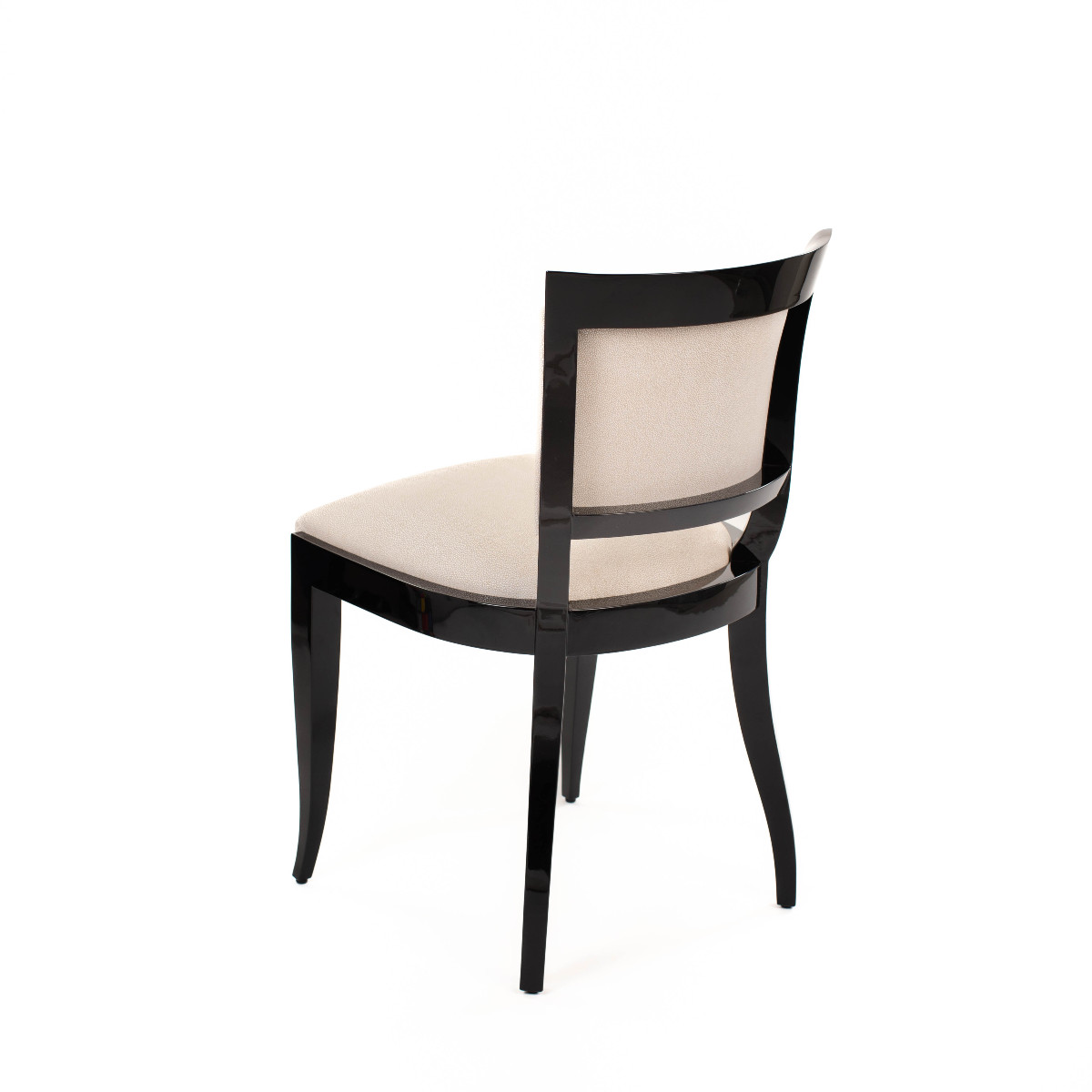 French Art Deco Chair Or Office Chair Glossy Black Lacquer Shagreen Leather 1920s-photo-4