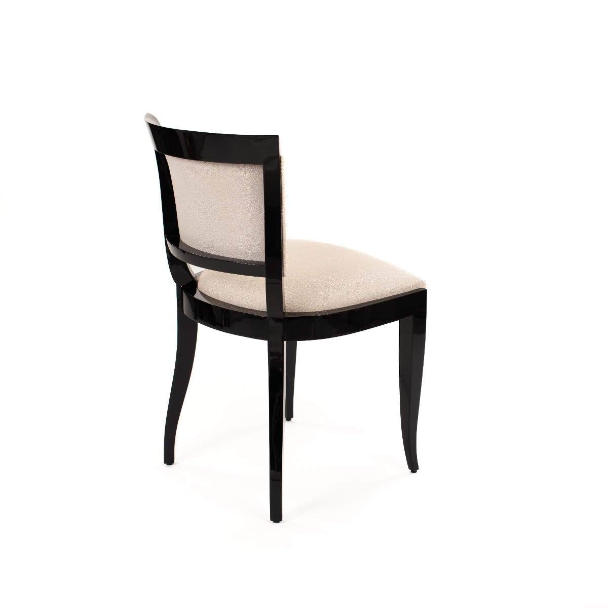 French Art Deco Chair Or Office Chair Glossy Black Lacquer Shagreen Leather 1920s-photo-3